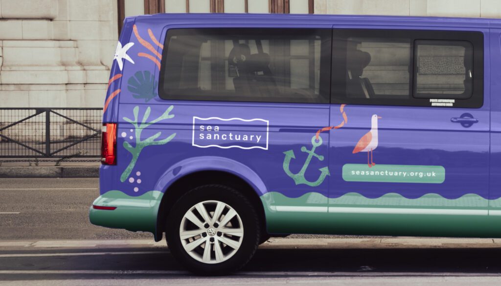 Sea Sanctuary visual identity rebrand on charity van