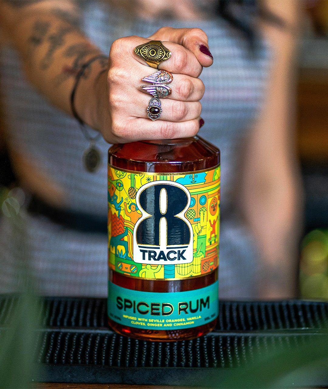 8Track rum branding label design